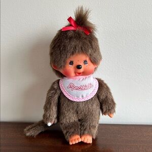 Monchhichi Plush 6” Doll with Pink Bow